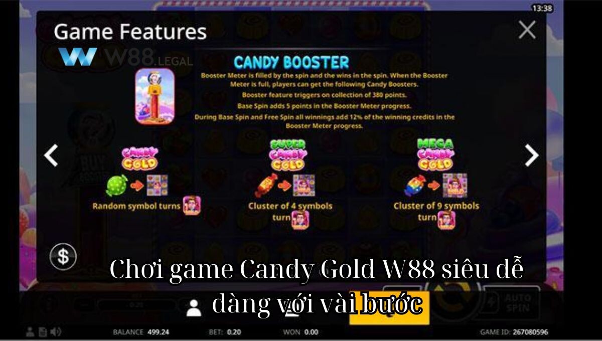 Chơi game Candy Gold W88 siêu dễ dàng với vài bước