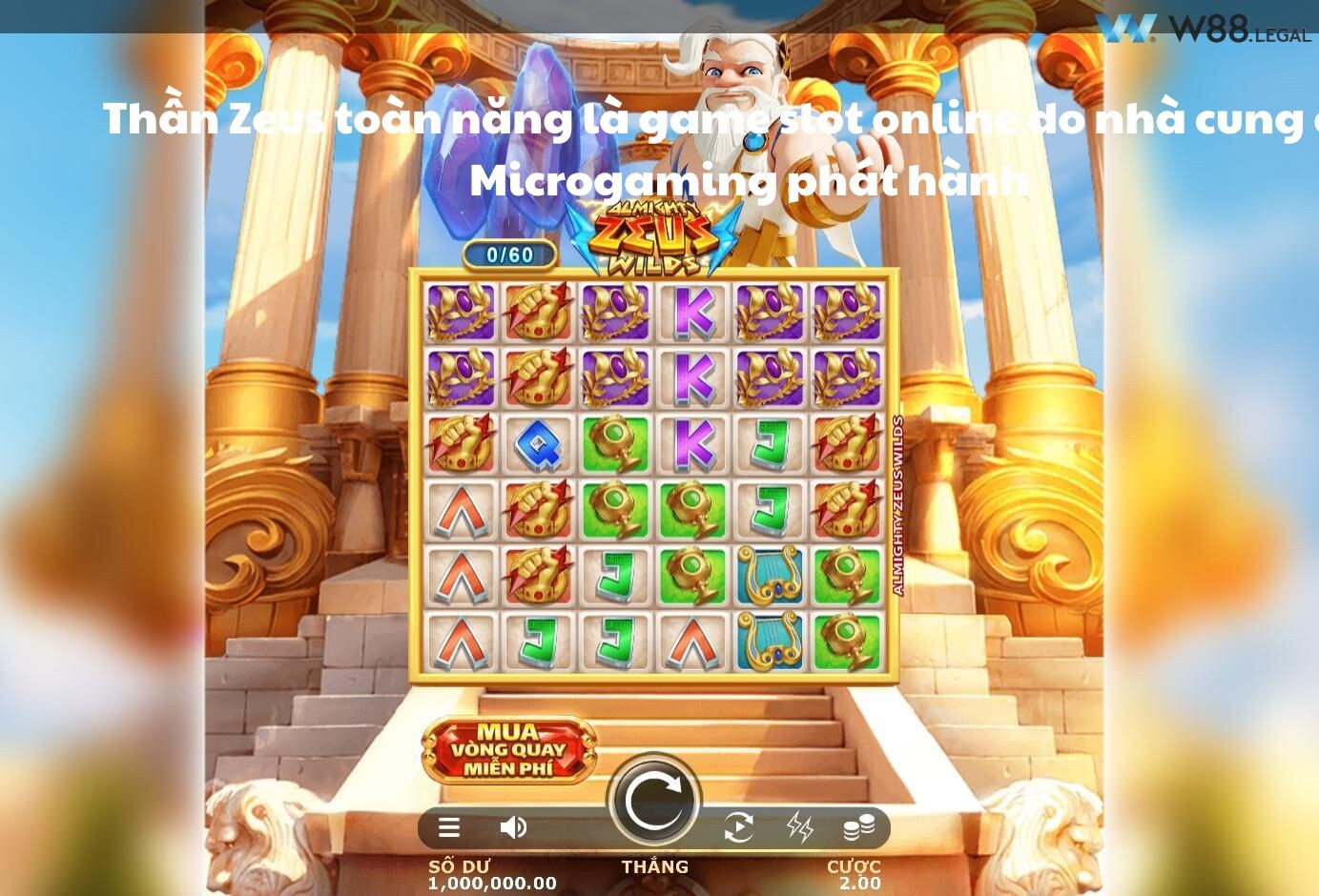 Thần Zeus toàn năng là game slot online do nhà cung cấp Microgaming phát hành