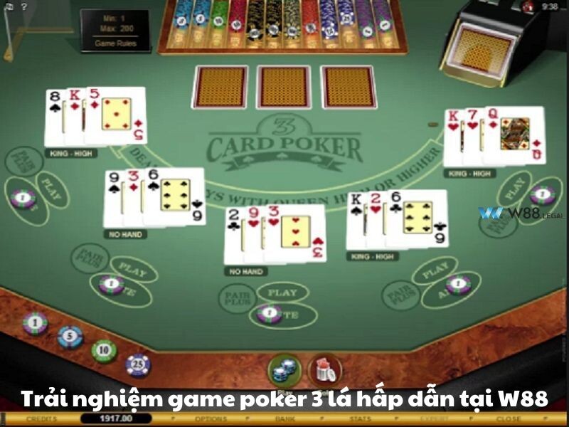 Trải nghiệm game poker 3 lá hấp dẫn tại W88