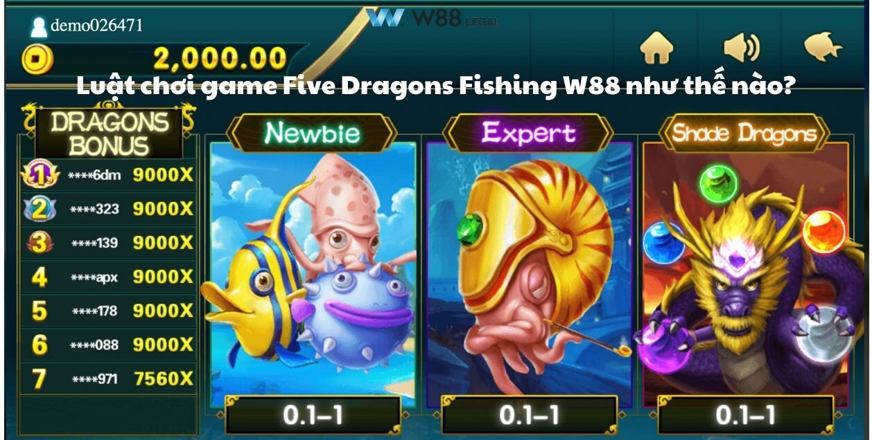 Luật chơi game Five Dragons Fishing W88 như thế nào?